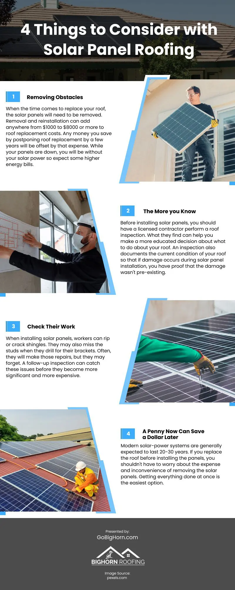 4 Things to Consider with Solar Panel Roofing Infographic