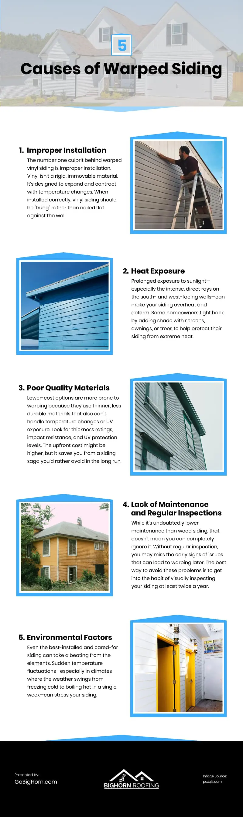 5 Causes of Warped Siding Infographic