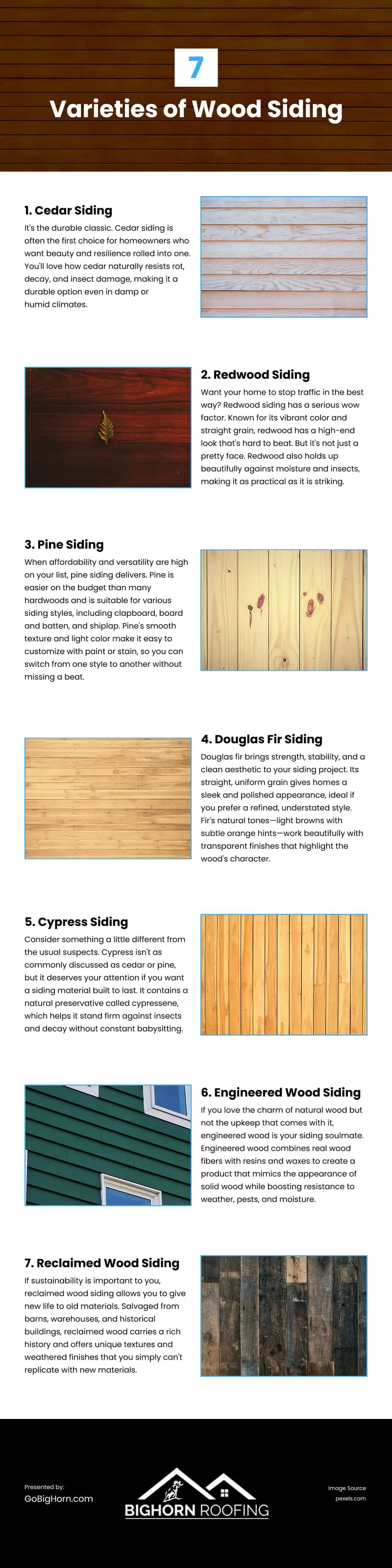 7 Varieties of Wood Siding Infographic