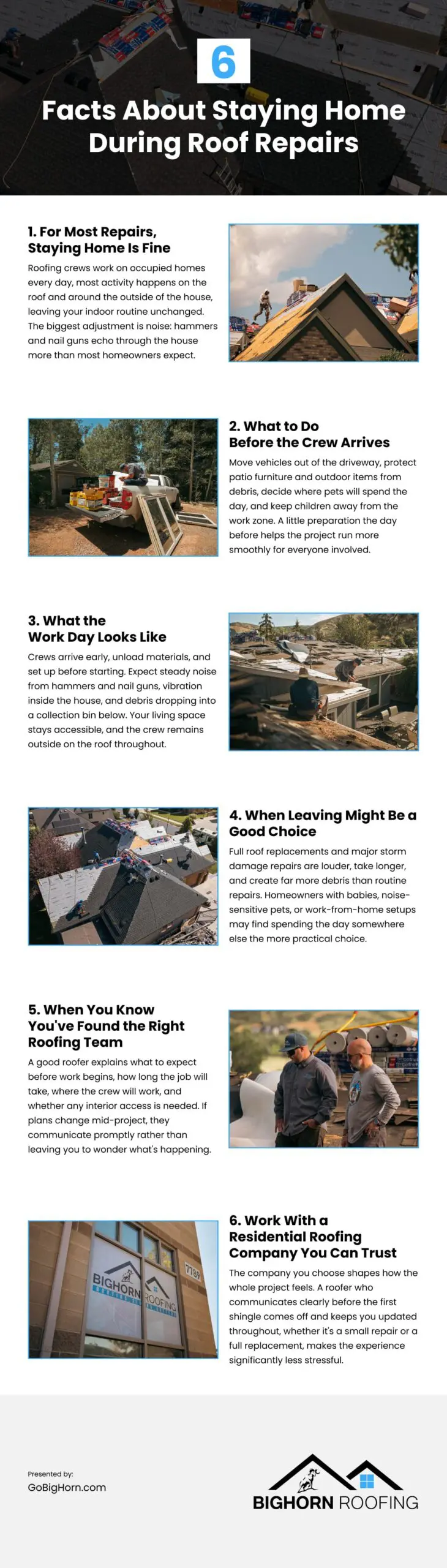 6 Facts About Staying Home During Roof Repairs Infographic