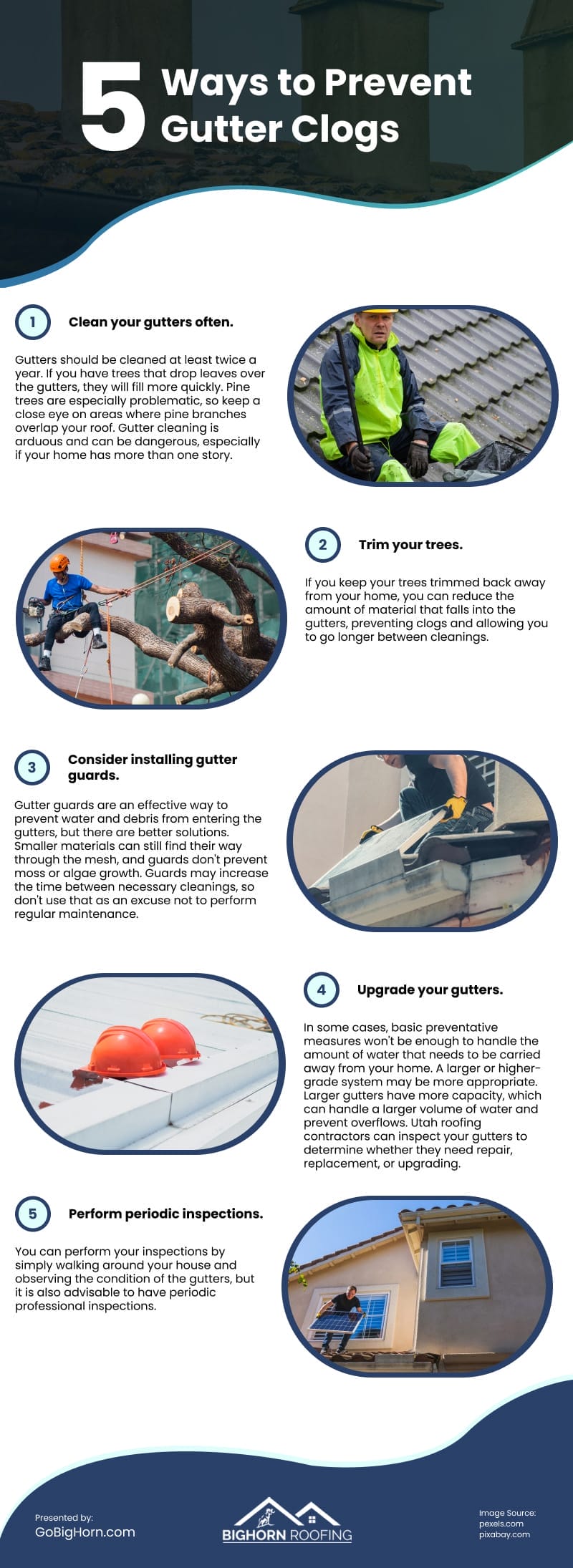 5 Ways To Prevent Gutter Clogs Infographic