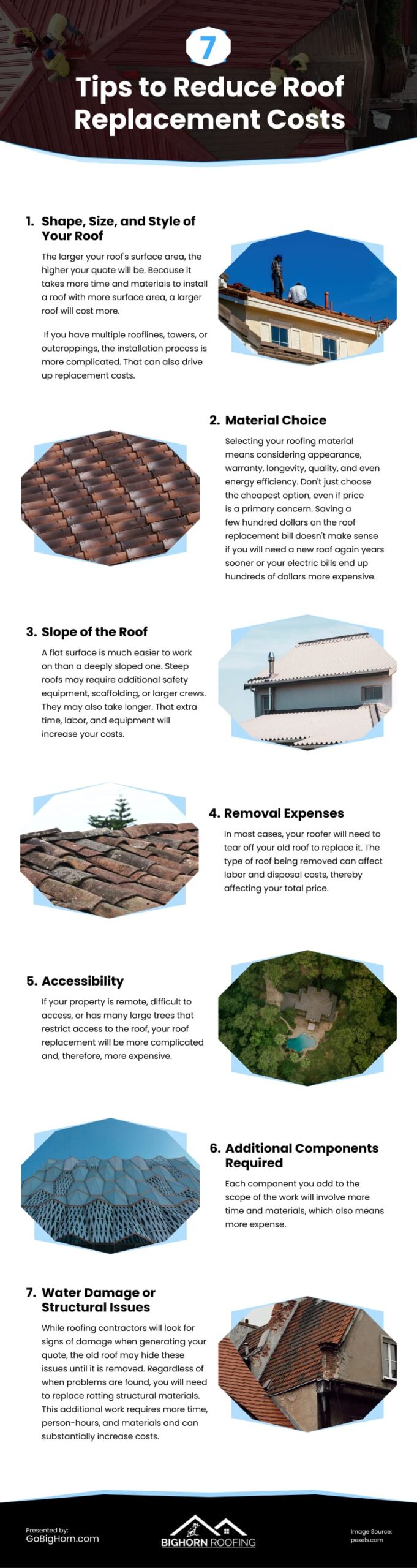 7 Tips to Reduce Roof Replacement Costs Infographic