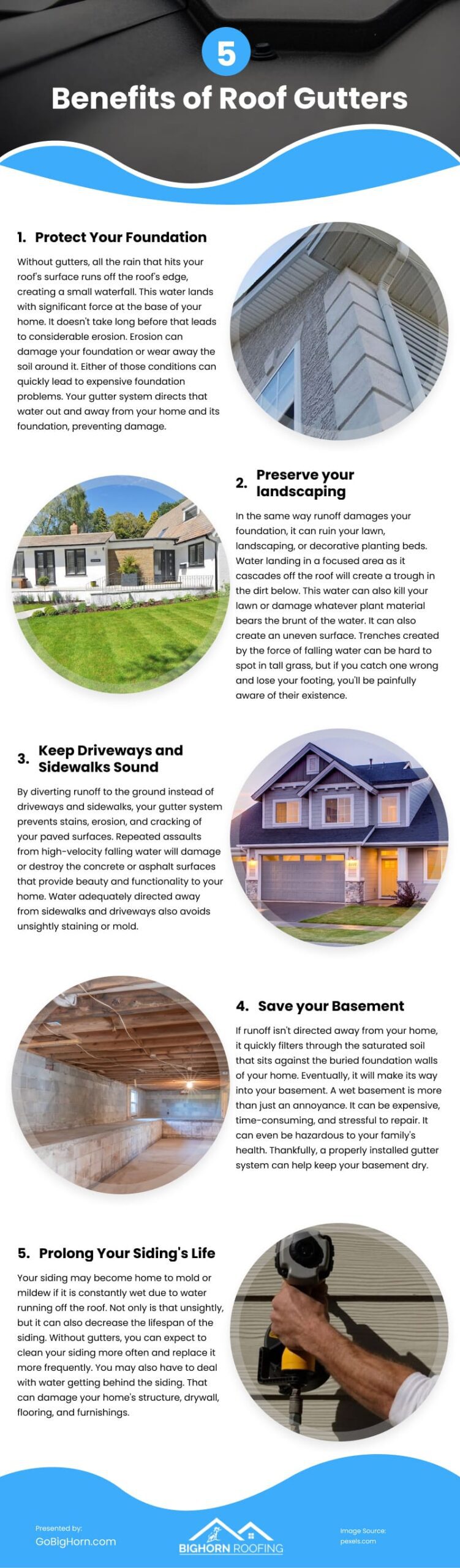 5 Benefits of Roof Gutters Infographic