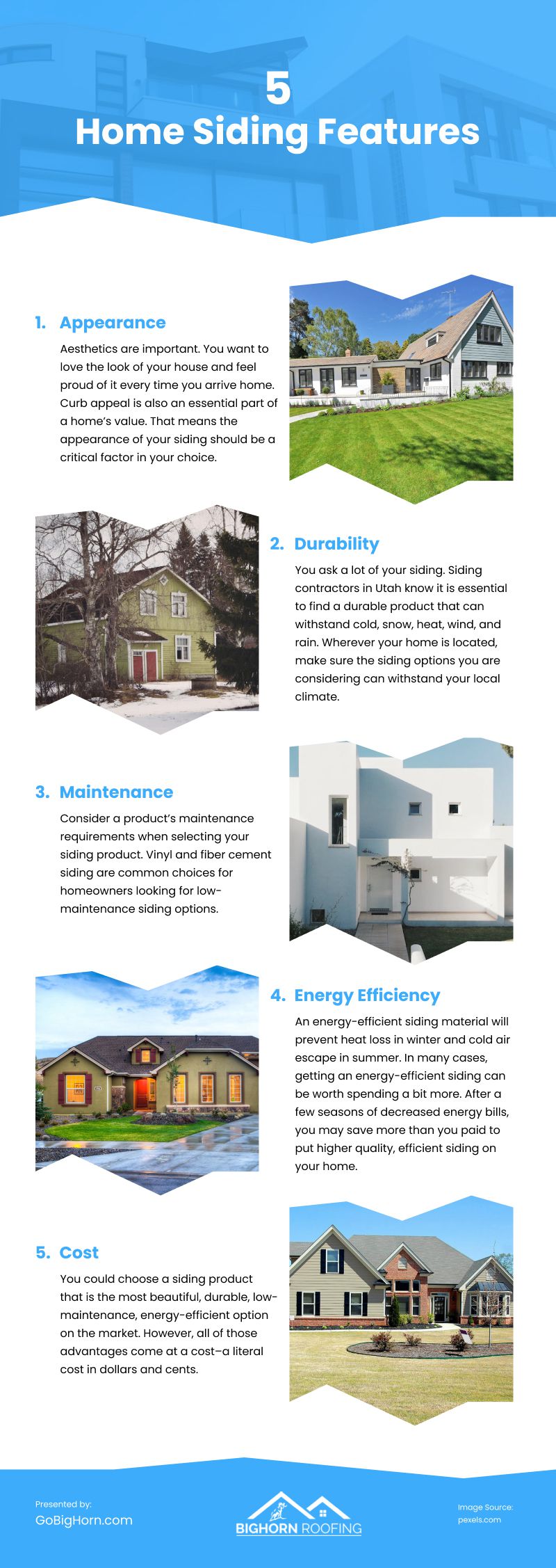 5 Home Siding Features Infographic