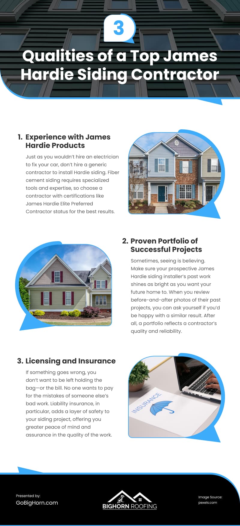 3 Qualities of a Top James Hardie Siding Contractor Infographic