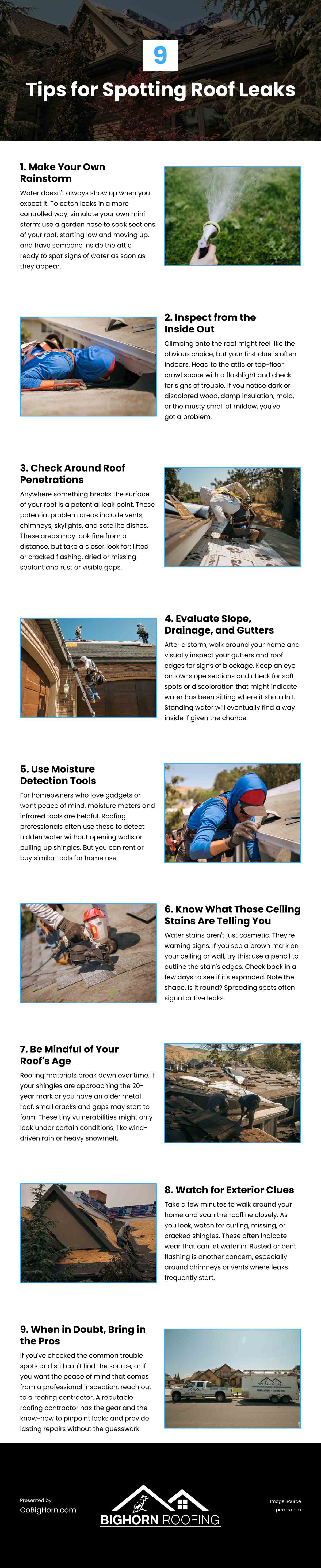 9 Tips for Spotting Roof Leaks Infographic